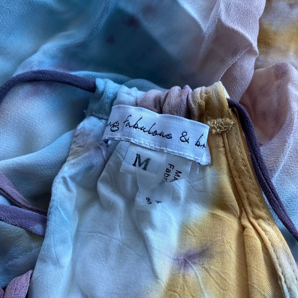 YOUNG FABULOUS & BROKE Elie Trapeze Maxi Dress in Pink Silver Venus Tie Dye - Picture 6 of 6